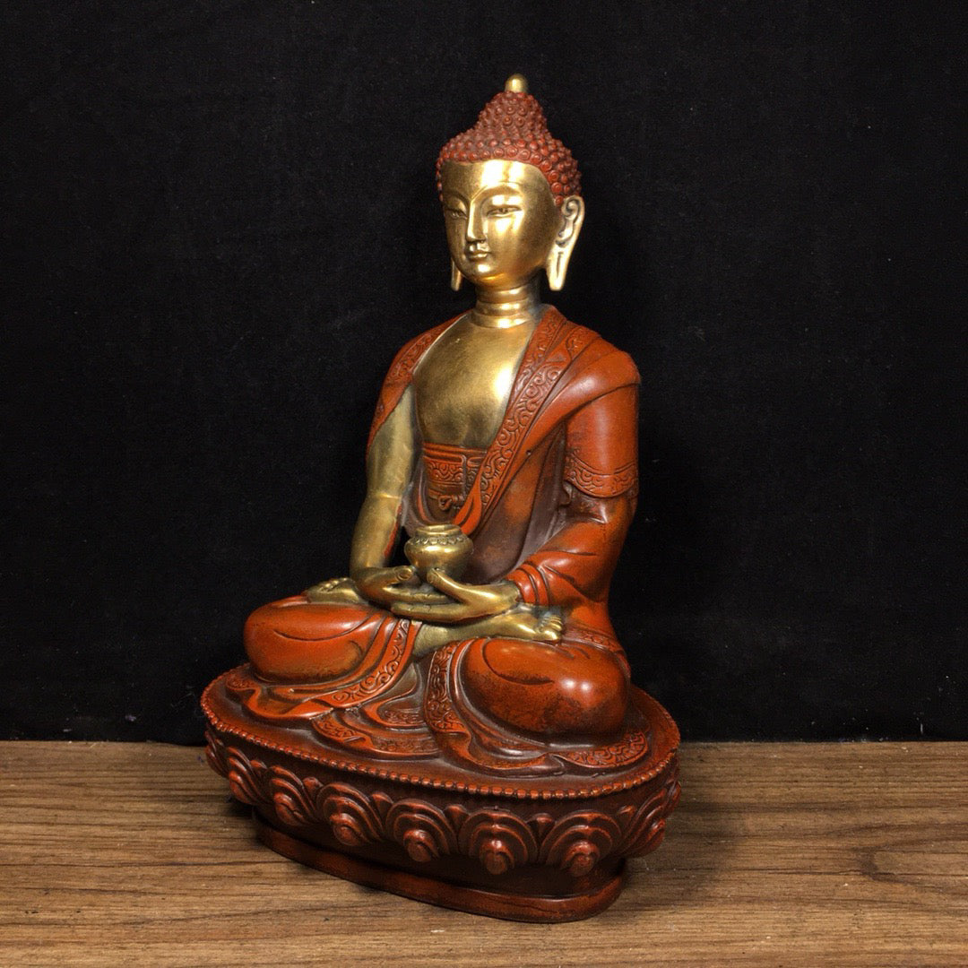 Chinese antique pure copper statue of Shakyamuni Buddha