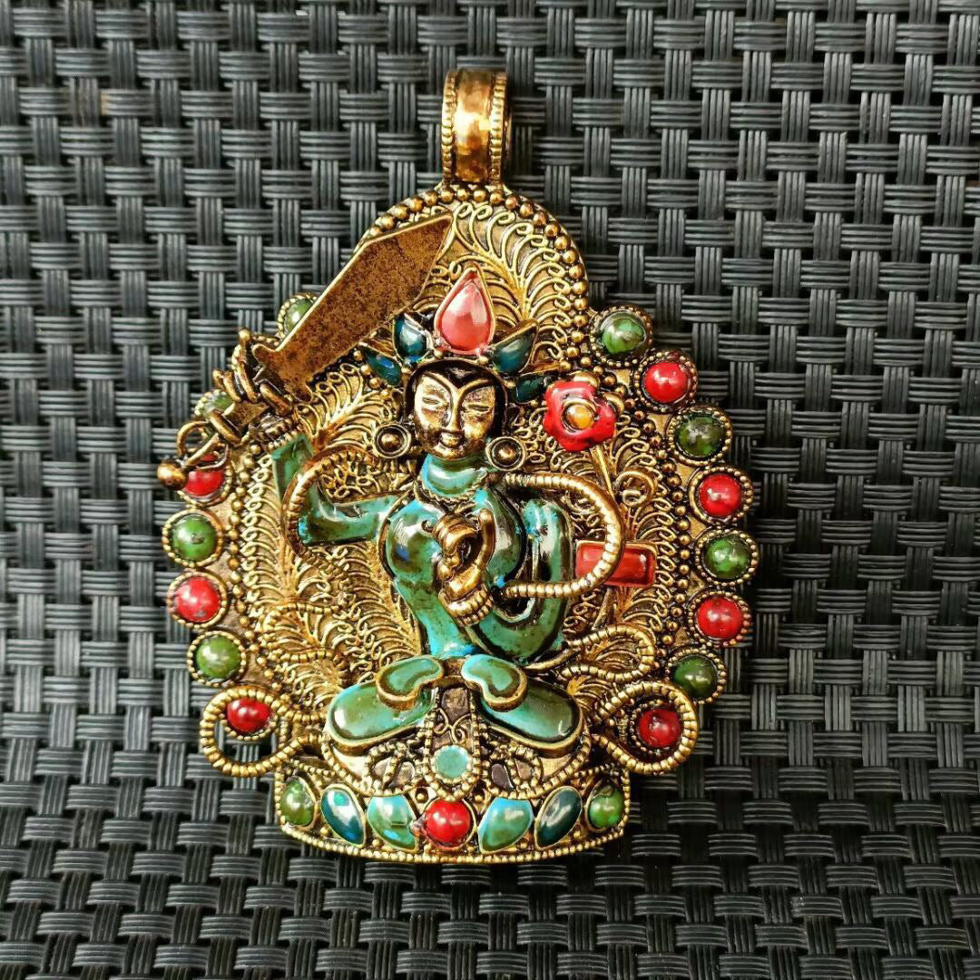 Chinese antique Manjusri Bodhisattva protective Buddha pendant brand