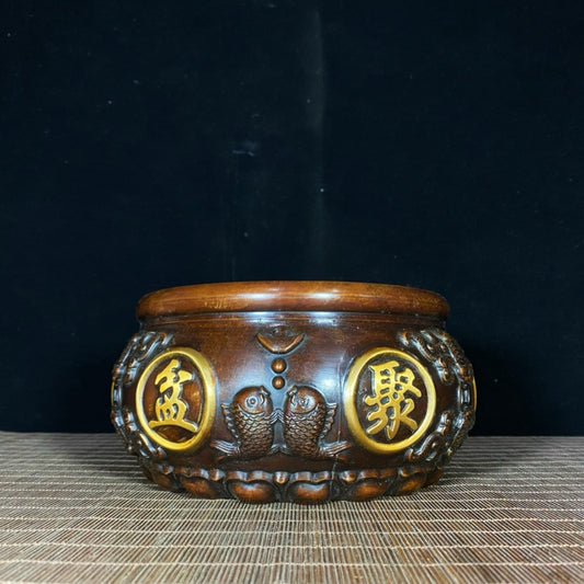 Pure copper gilded five blessings facing the door treasure trove