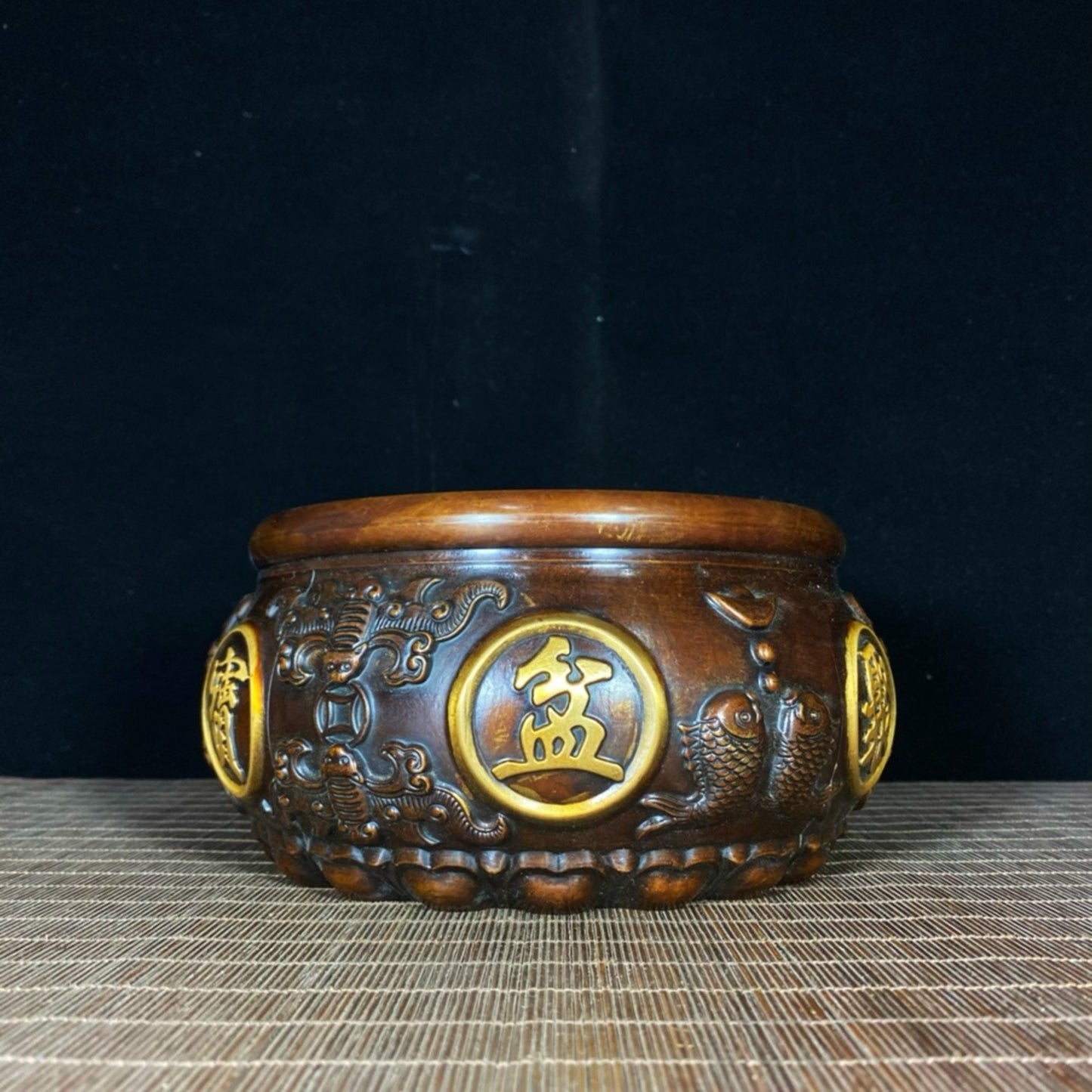 Pure copper gilded five blessings facing the door treasure trove