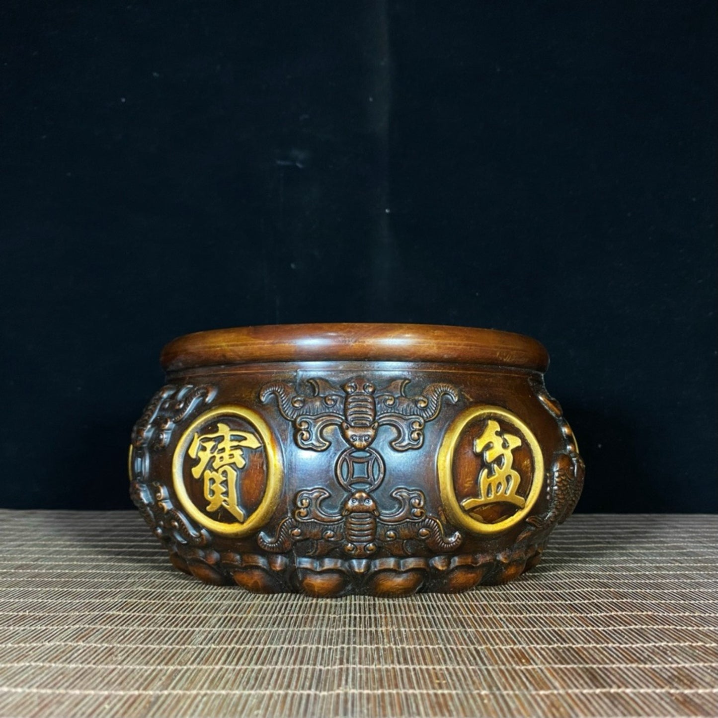 Pure copper gilded five blessings facing the door treasure trove