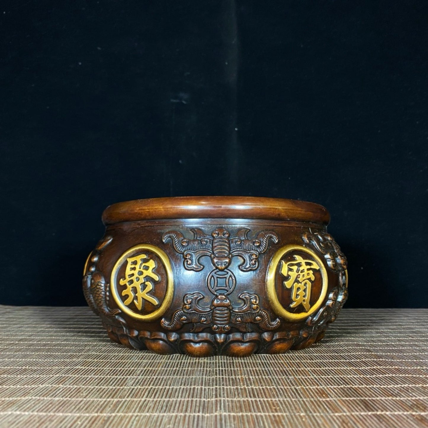 Pure copper gilded five blessings facing the door treasure trove