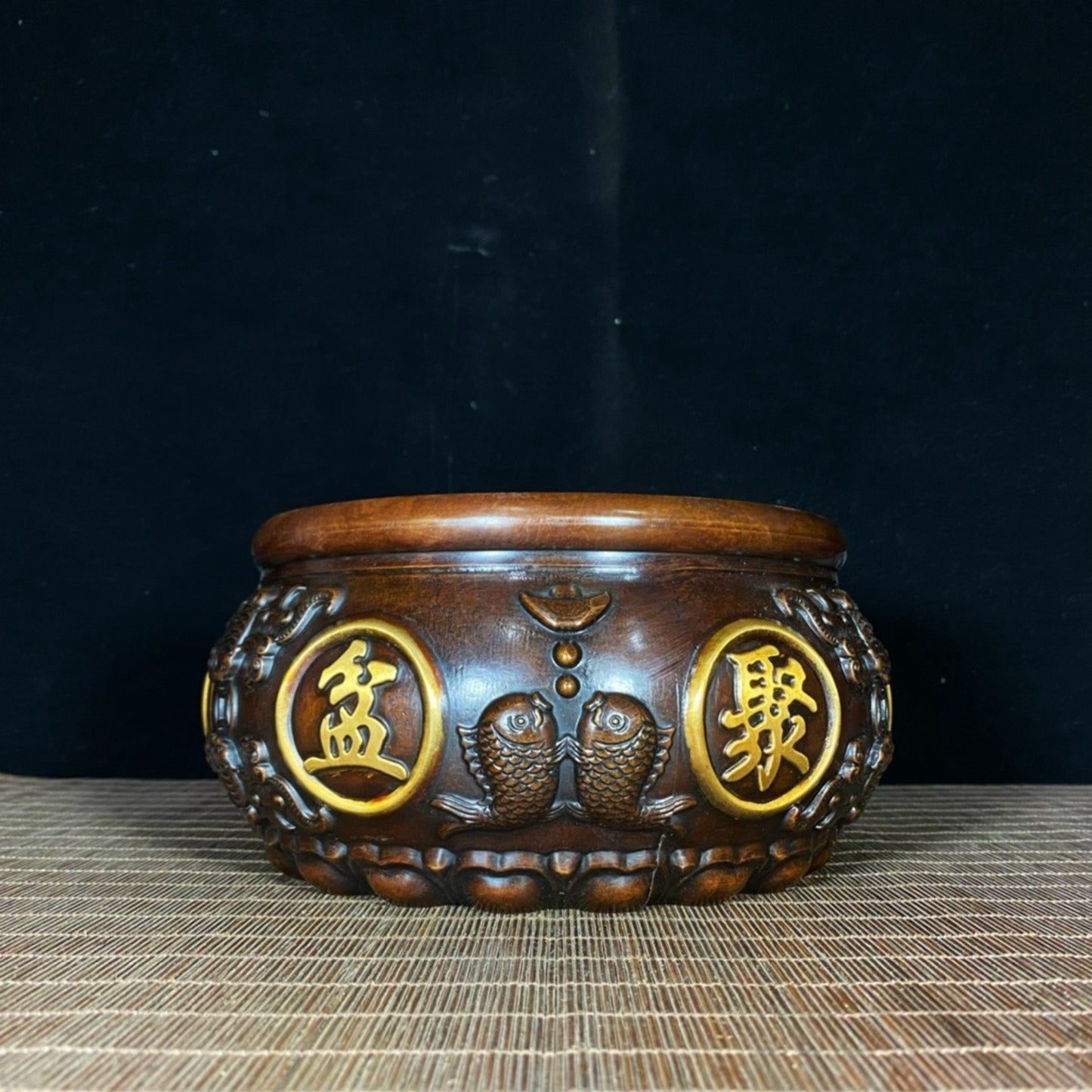Pure copper gilded five blessings facing the door treasure trove