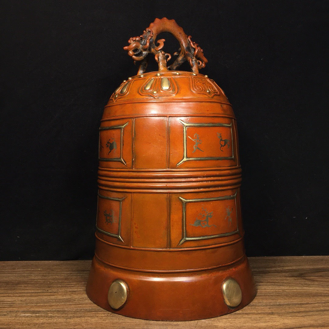 Chinese antique pure copper town house safety clock ornaments