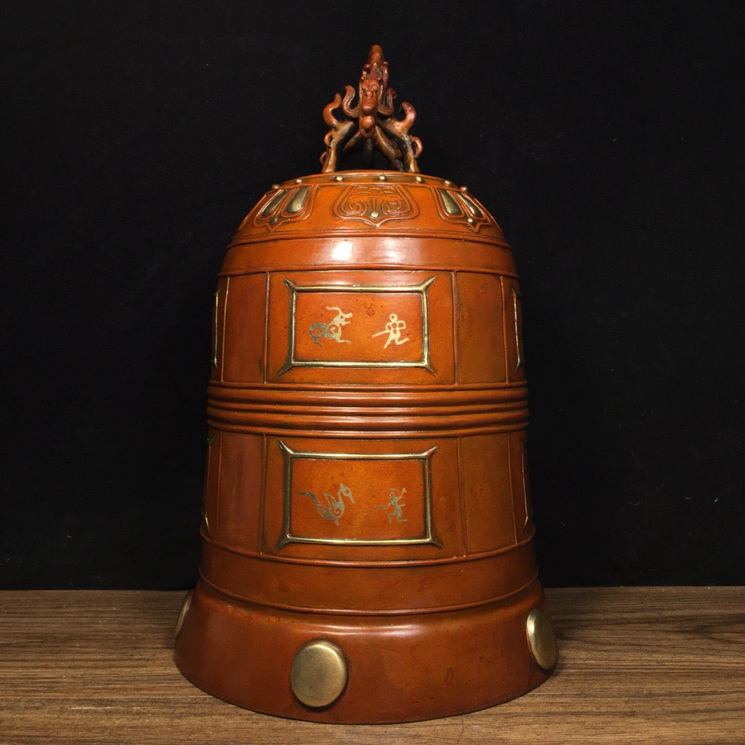 Chinese antique pure copper town house safety clock ornaments