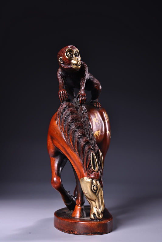 Chinese antique pure copper high relief carving, gilding, gilding, silver gilding, horse throat sealing