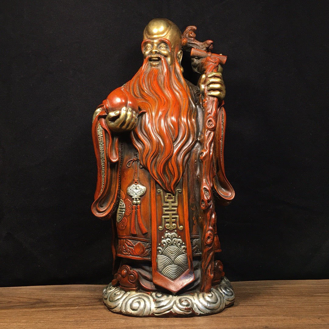Chinese antique pure copper old birthday Buddha ornament