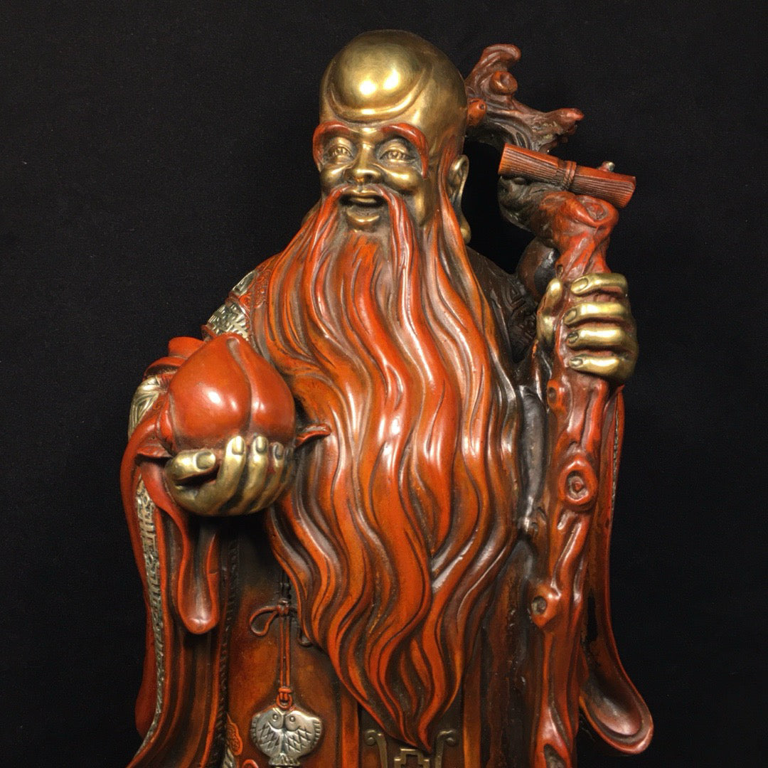 Chinese antique pure copper old birthday Buddha ornament