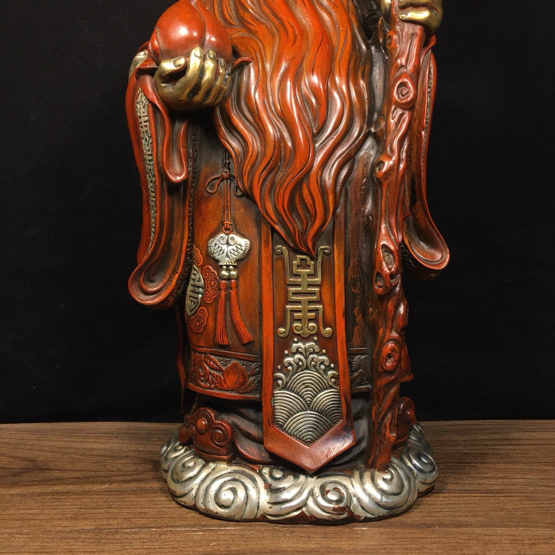Chinese antique pure copper old birthday Buddha ornament