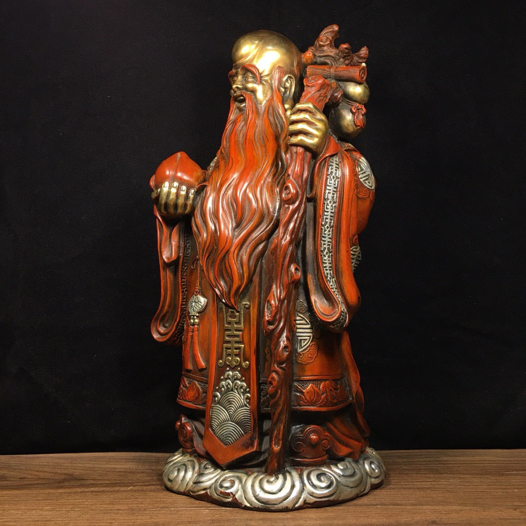 Chinese antique pure copper old birthday Buddha ornament