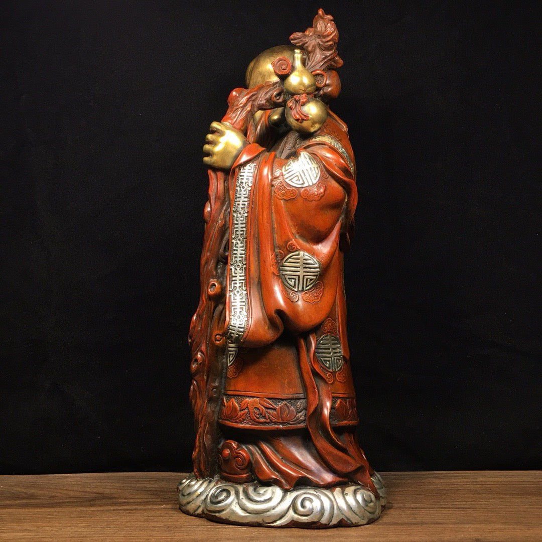 Chinese antique pure copper old birthday Buddha ornament