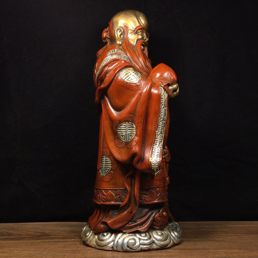 Chinese antique pure copper old birthday Buddha ornament