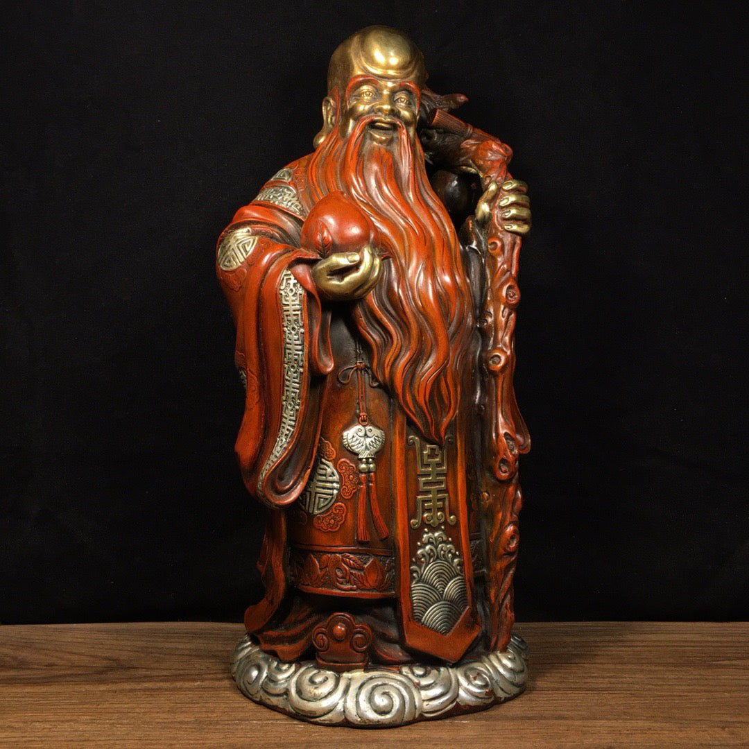 Chinese antique pure copper old birthday Buddha ornament