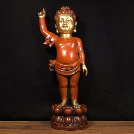 Chinese Antique Pure Copper Shakyamuni Crown Prince Buddha Ornament