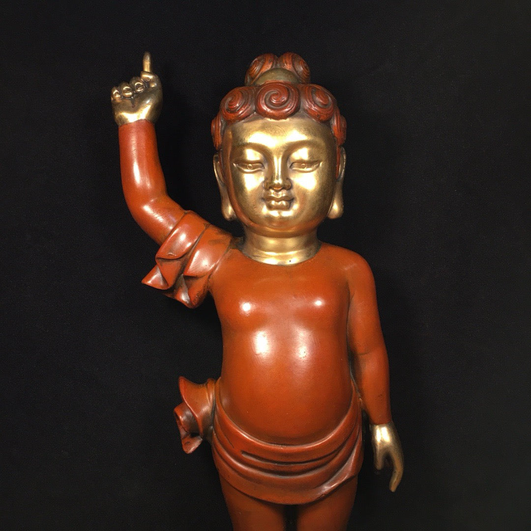 Chinese Antique Pure Copper Shakyamuni Crown Prince Buddha Ornament