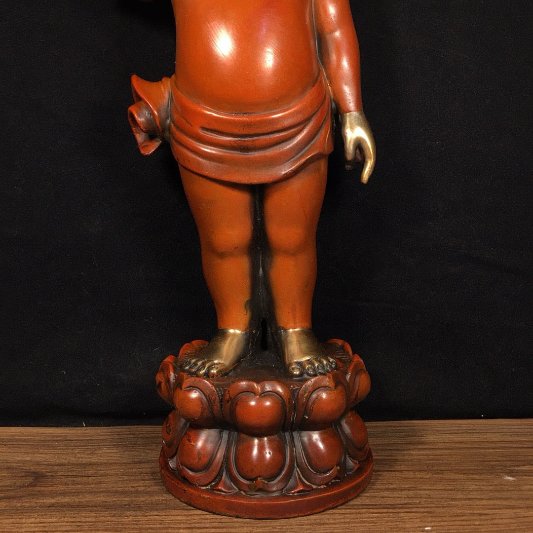 Chinese Antique Pure Copper Shakyamuni Crown Prince Buddha Ornament