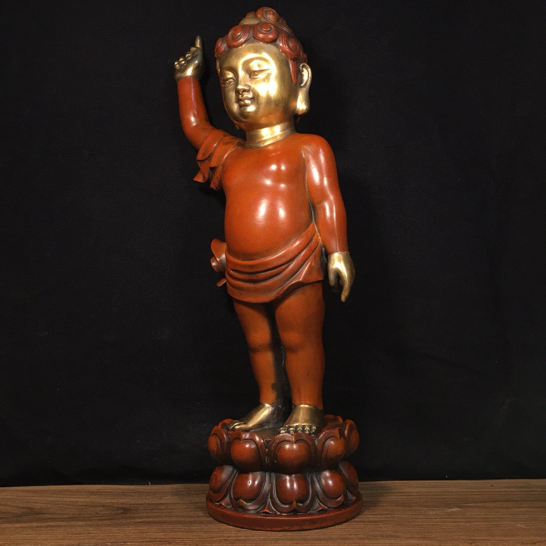 Chinese Antique Pure Copper Shakyamuni Crown Prince Buddha Ornament