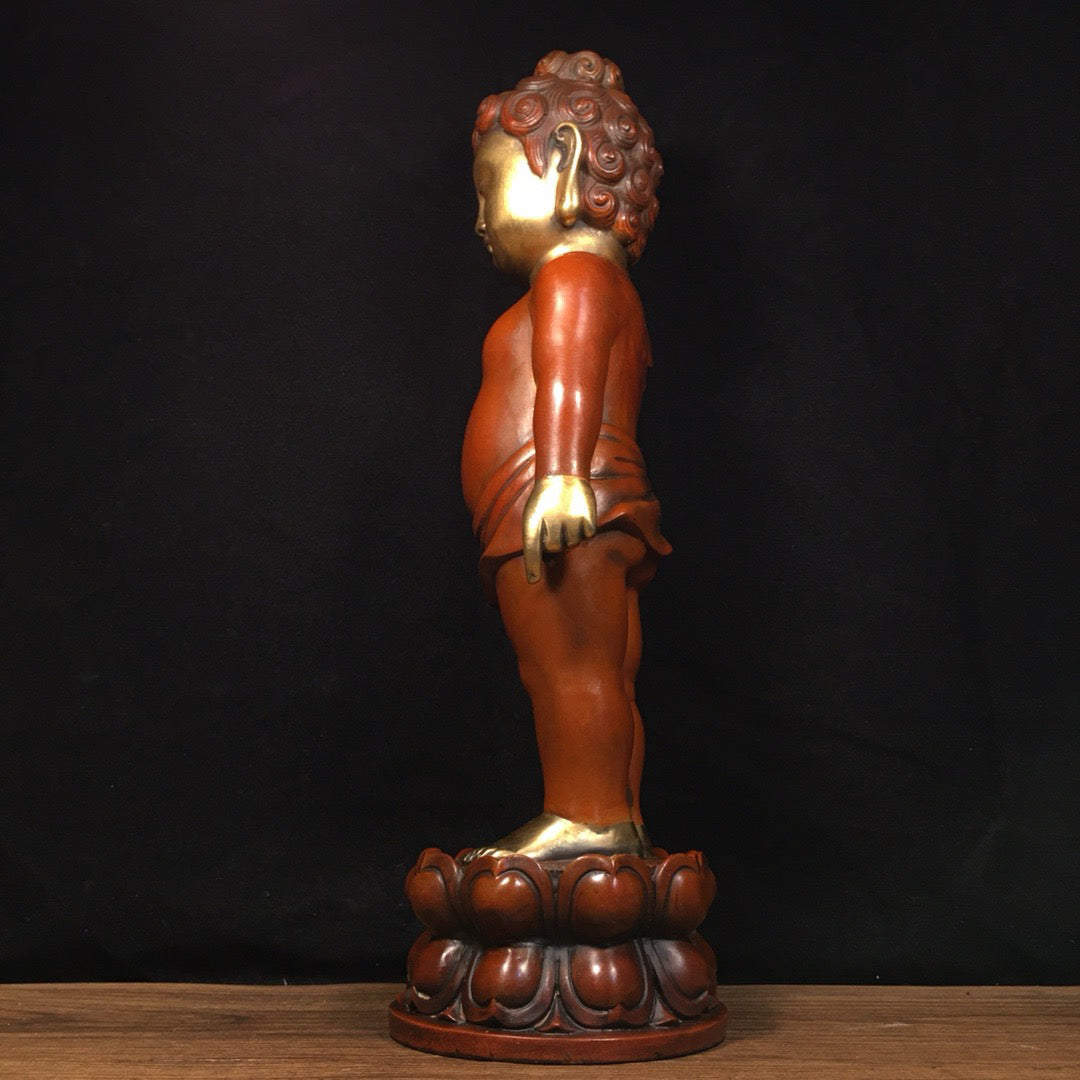 Chinese Antique Pure Copper Shakyamuni Crown Prince Buddha Ornament