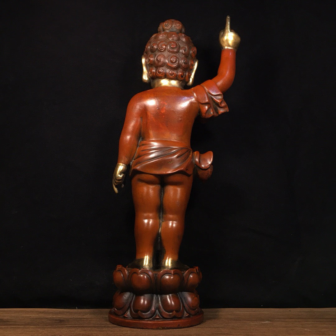Chinese Antique Pure Copper Shakyamuni Crown Prince Buddha Ornament