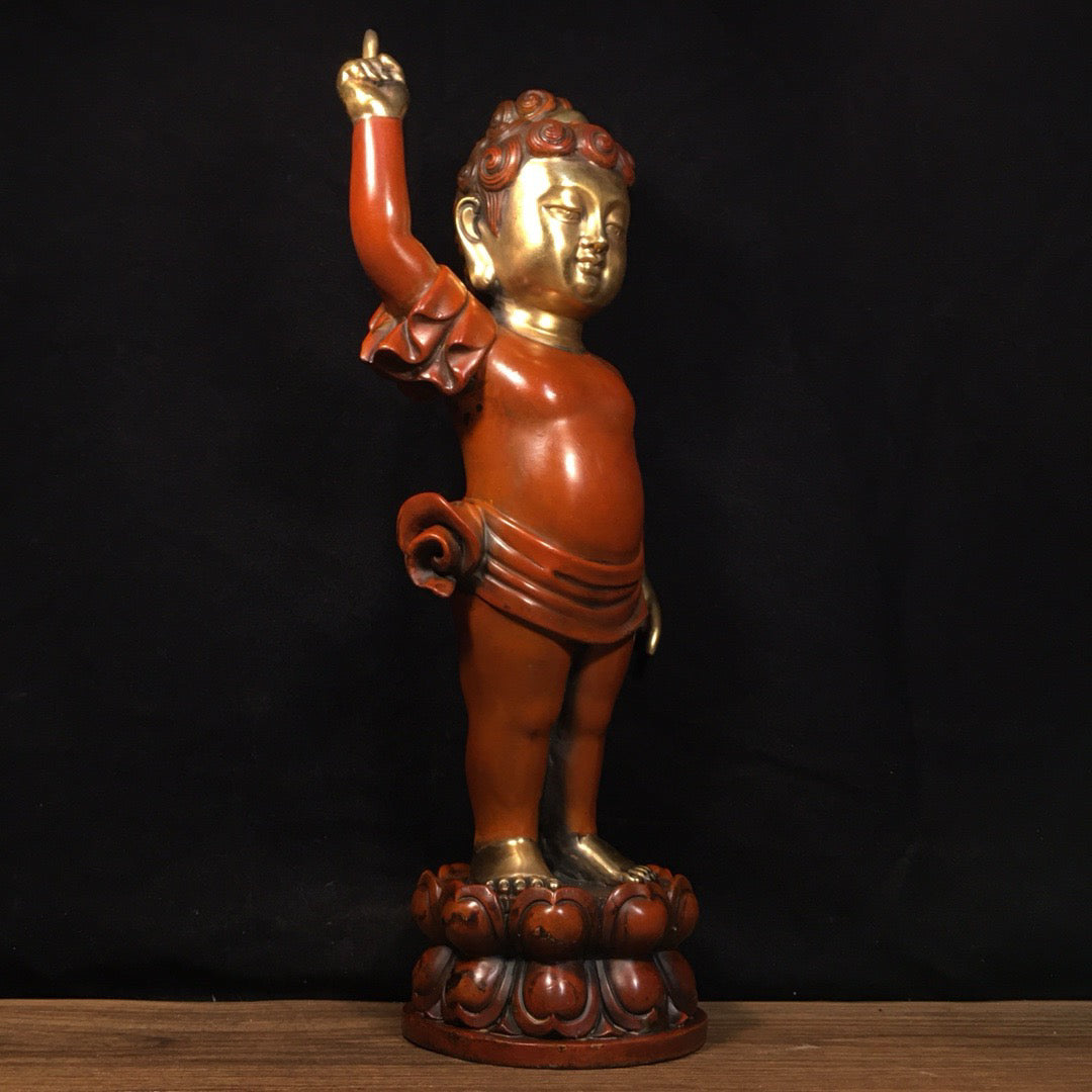 Chinese Antique Pure Copper Shakyamuni Crown Prince Buddha Ornament