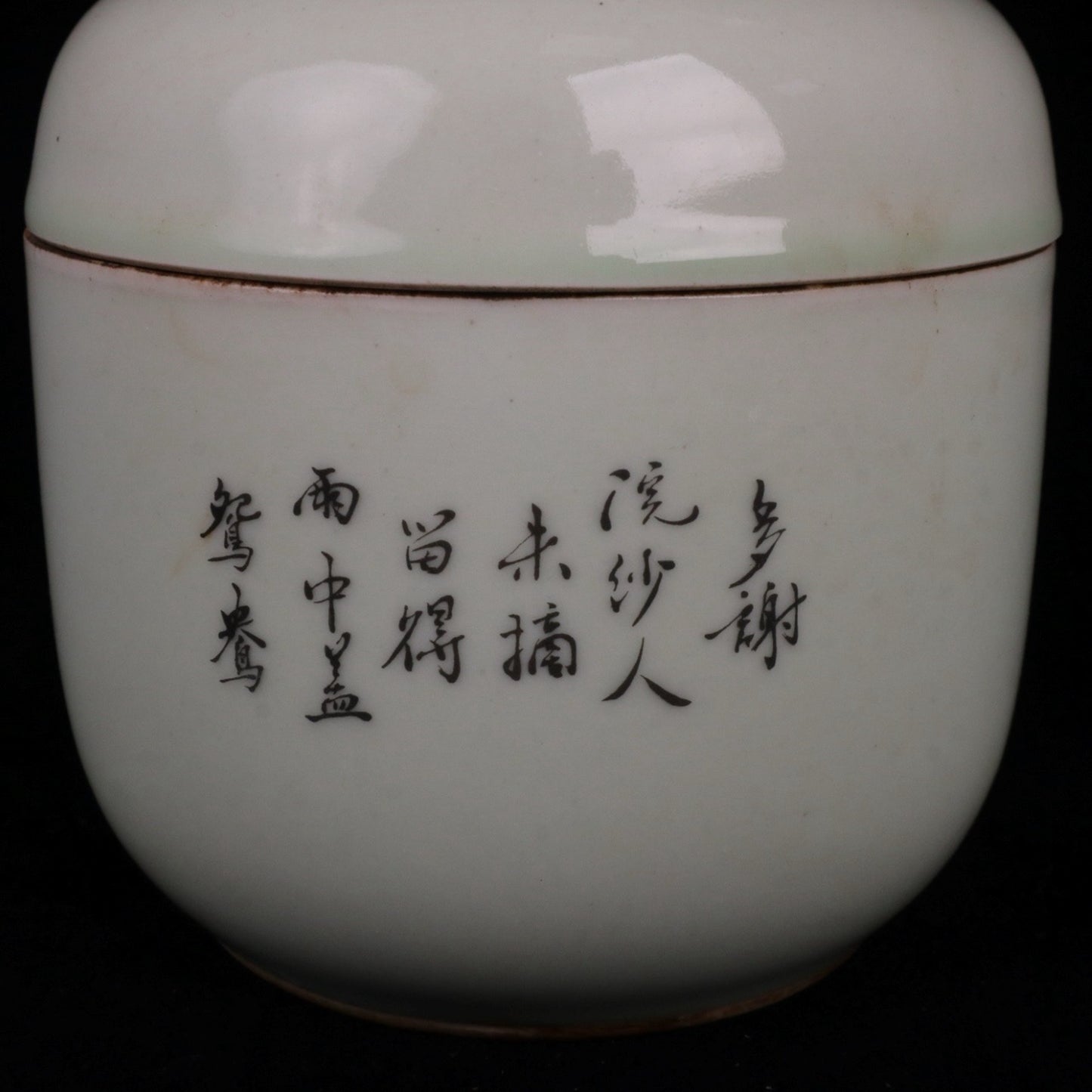 Pink Mandarin Duck Playing with Lotus Pattern Small Ginseng Jar