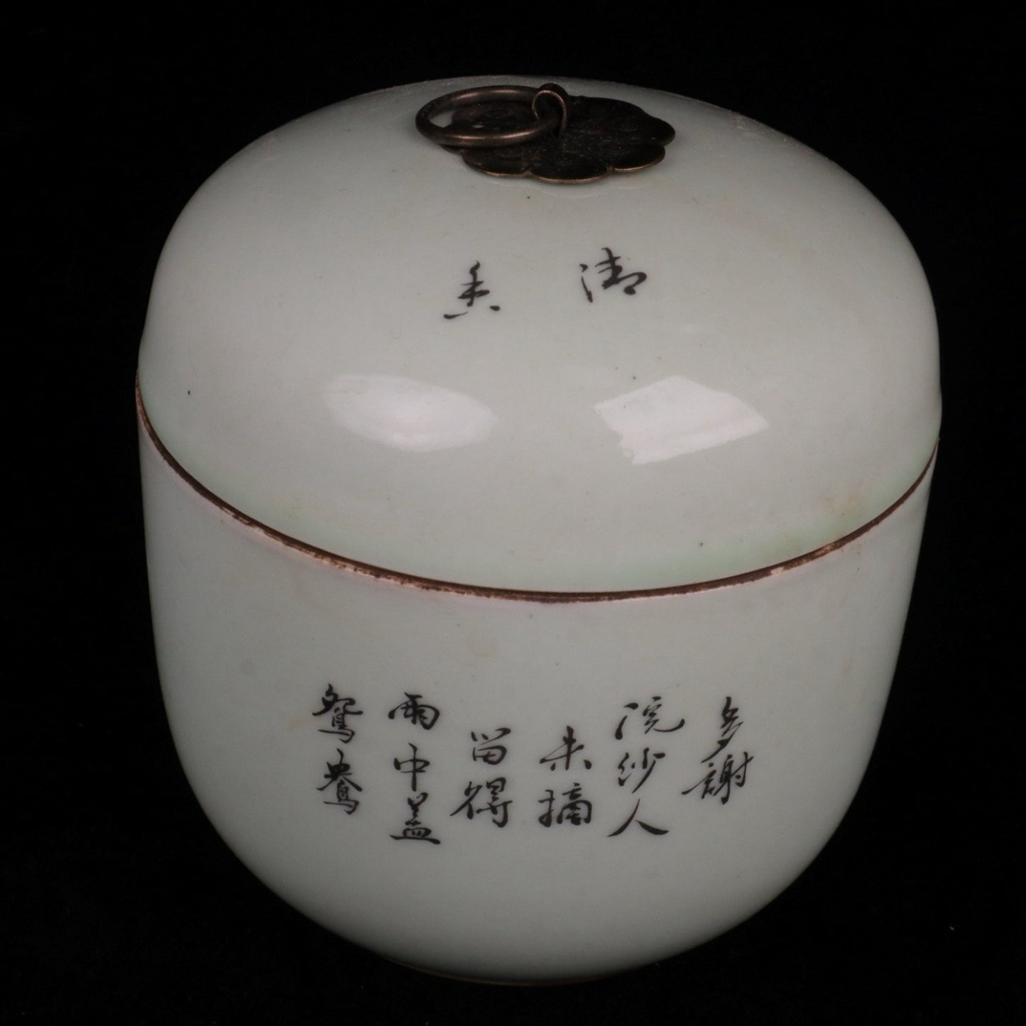 Pink Mandarin Duck Playing with Lotus Pattern Small Ginseng Jar