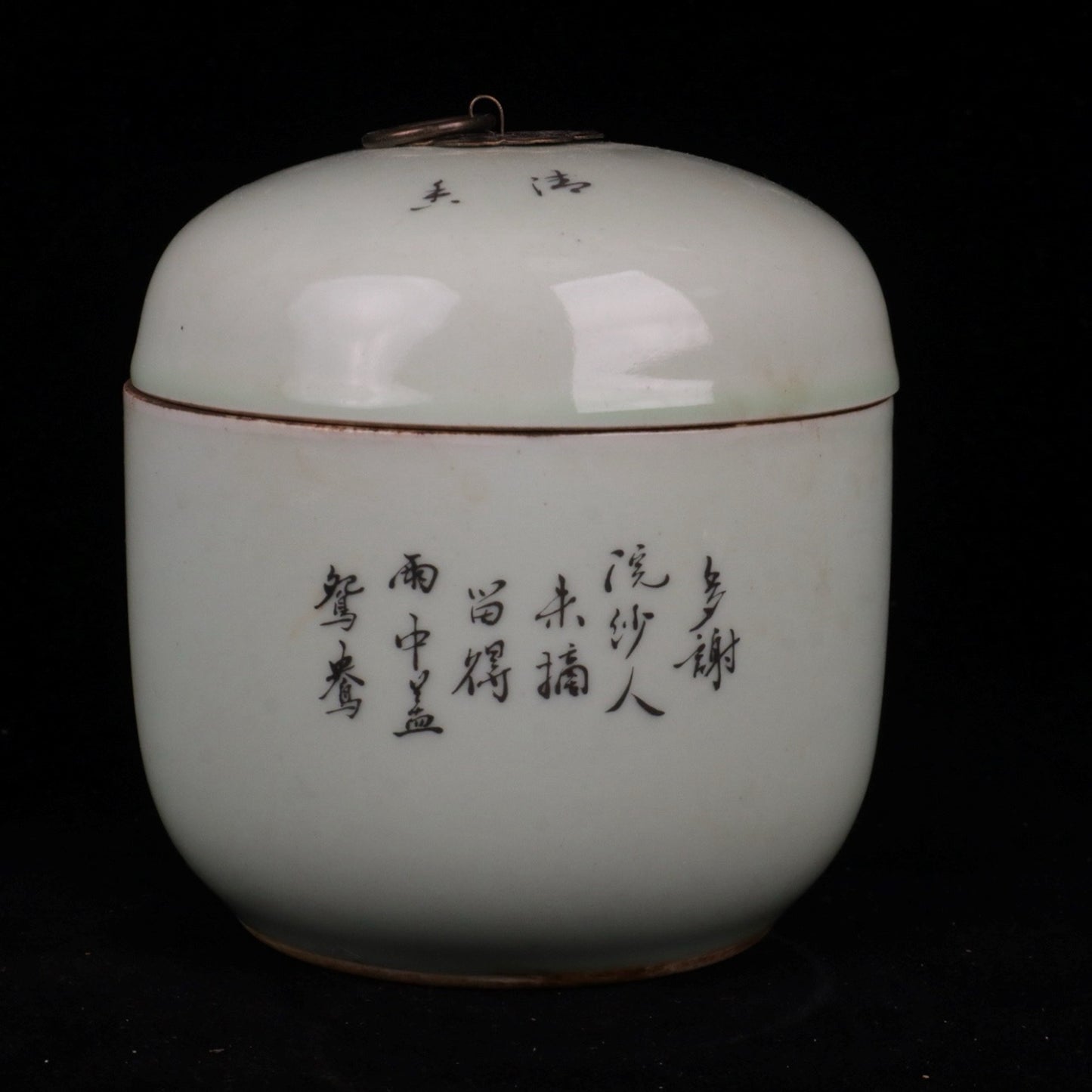 Pink Mandarin Duck Playing with Lotus Pattern Small Ginseng Jar