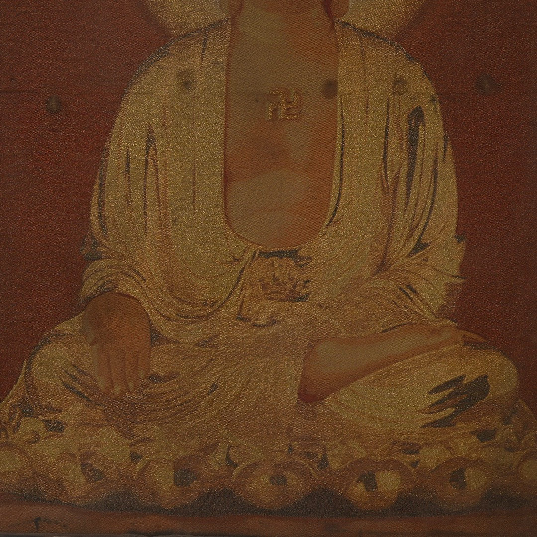 Wooden framed embroidered Nanwu Amitabha Buddha Tangka