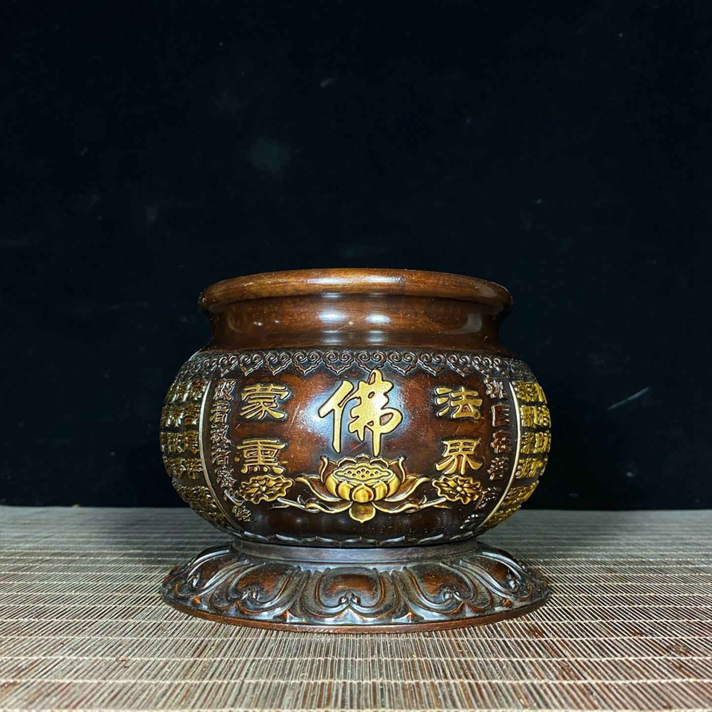 Pure copper Buddha Lotus Heart Sutra Incense Burner