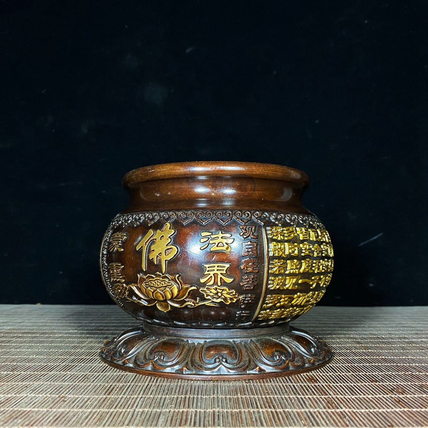 Pure copper Buddha Lotus Heart Sutra Incense Burner