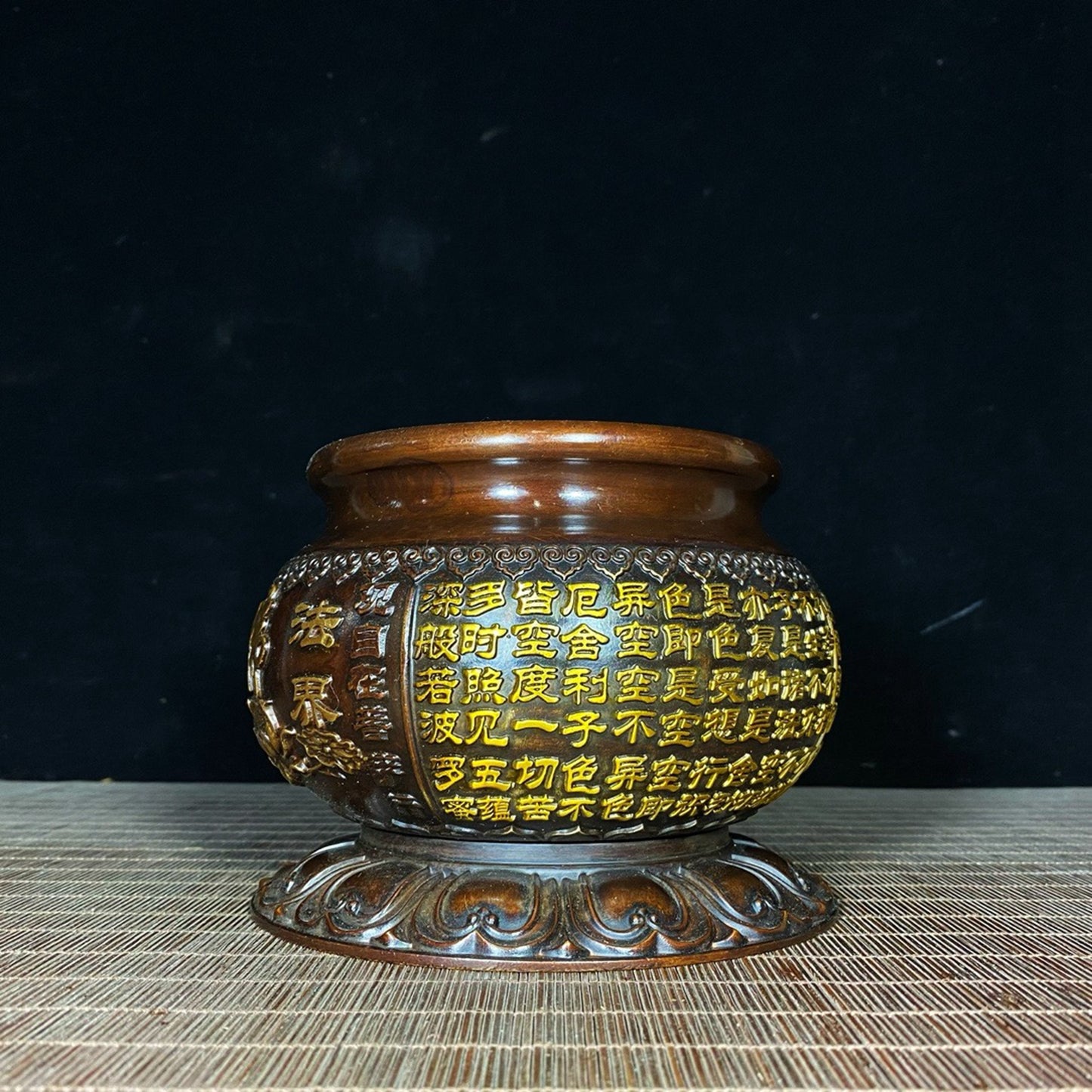 Pure copper Buddha Lotus Heart Sutra Incense Burner