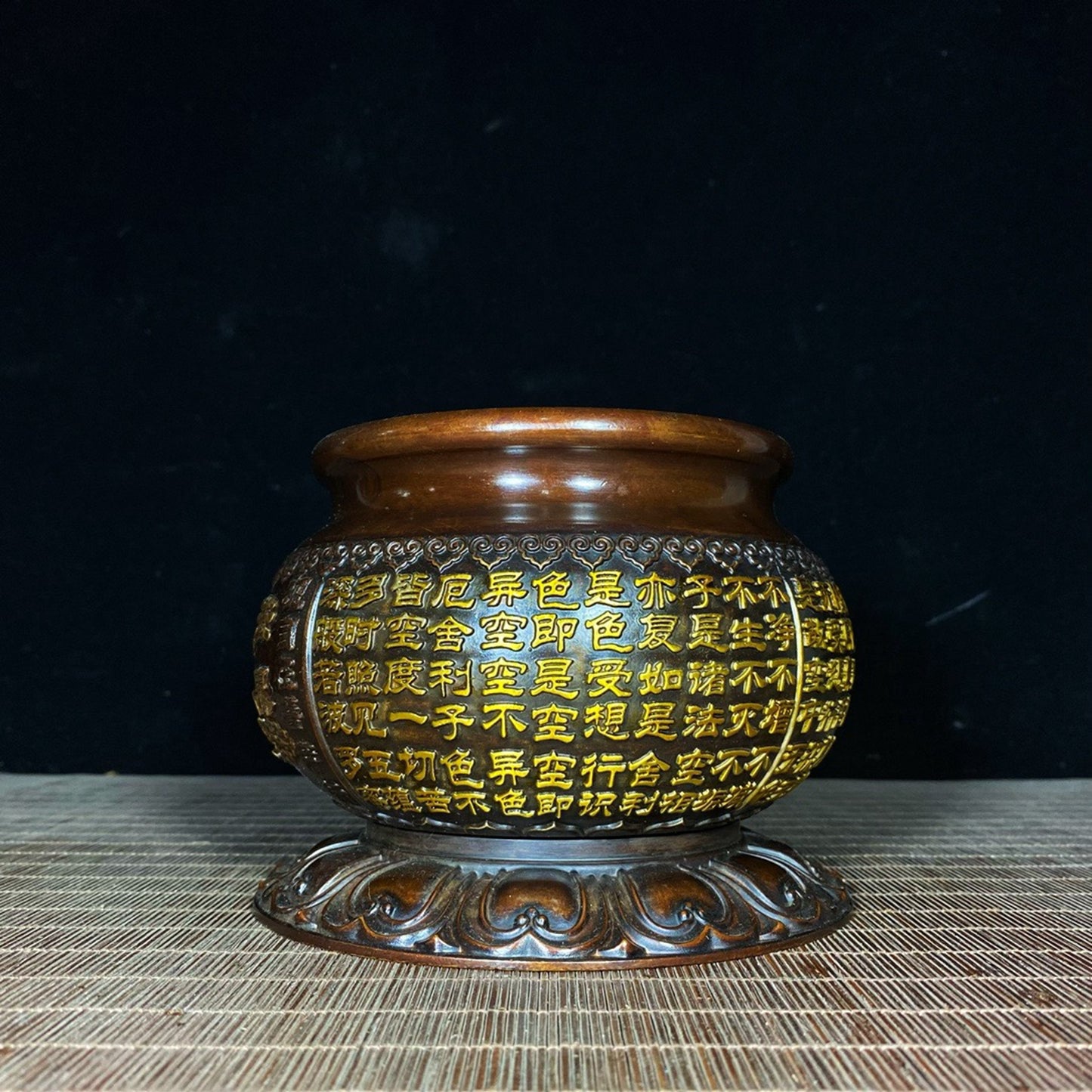 Pure copper Buddha Lotus Heart Sutra Incense Burner