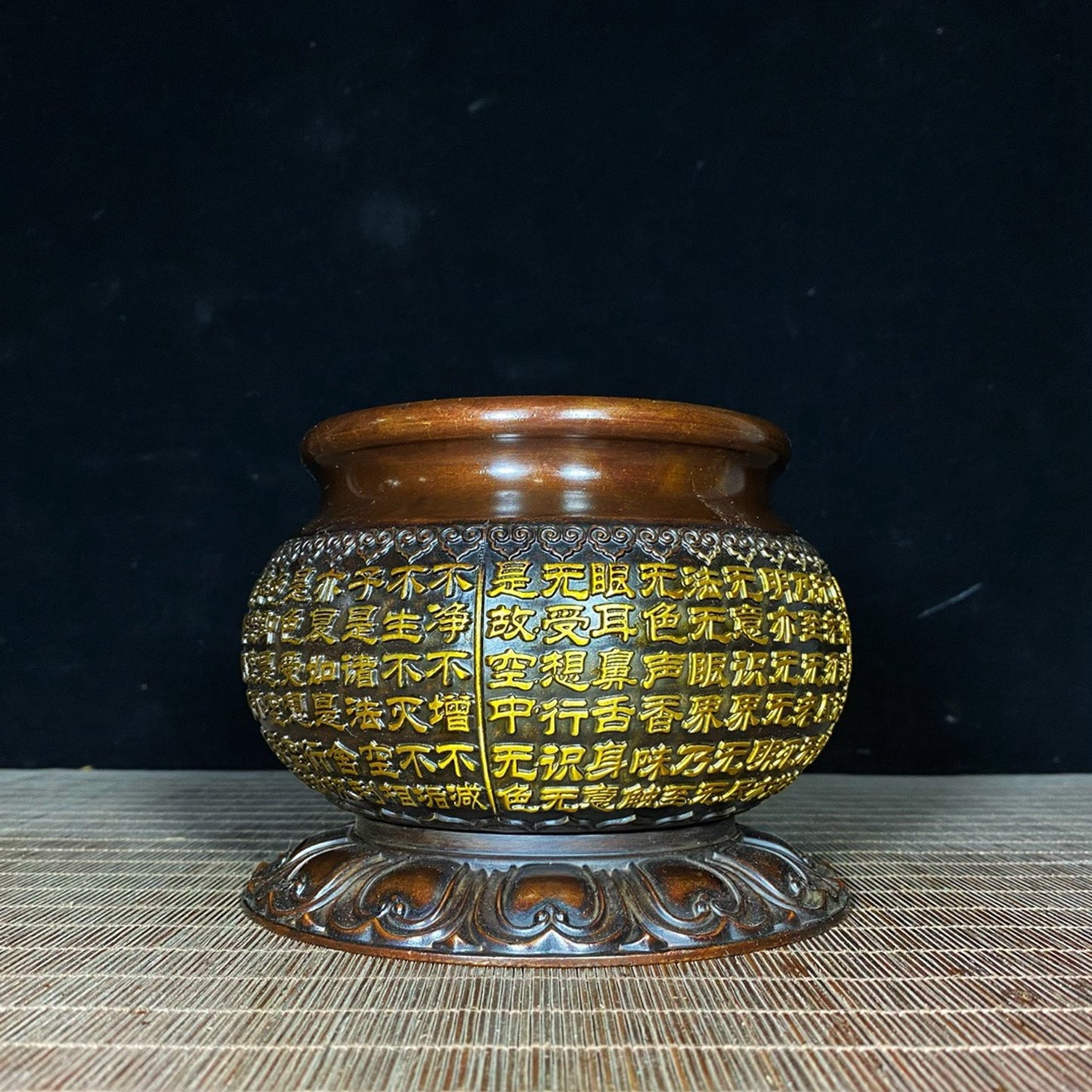 Pure copper Buddha Lotus Heart Sutra Incense Burner