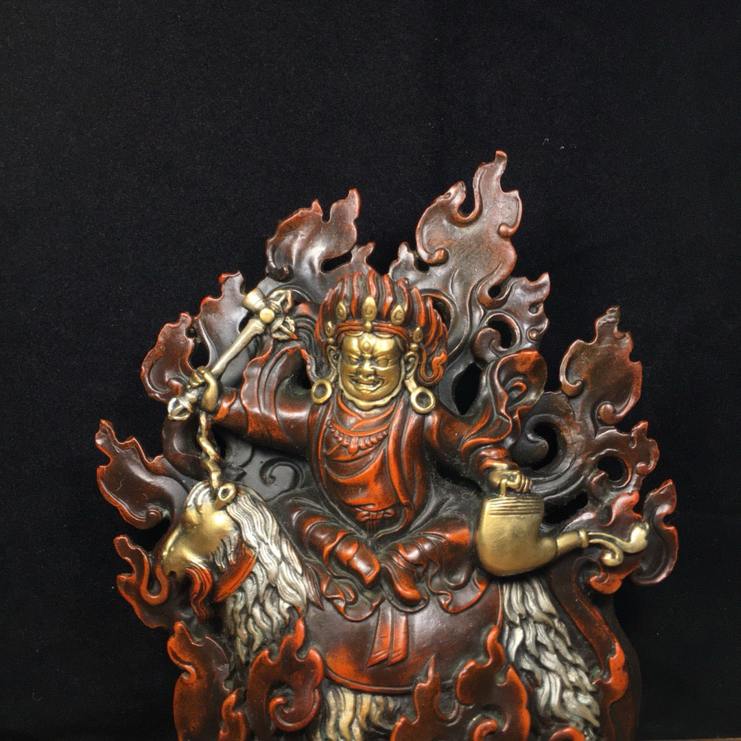 Chinese Antique Pure Copper Riding Sheep Protector Shangjian Protector