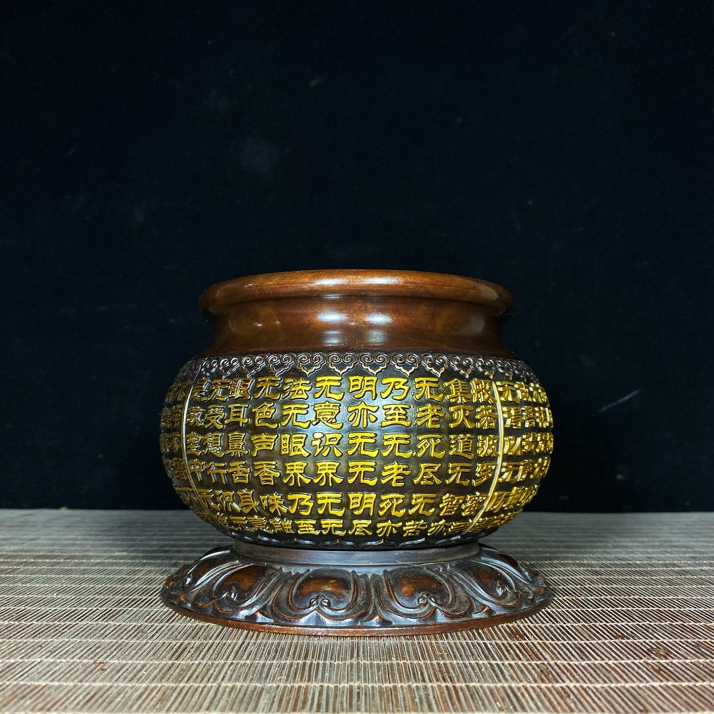 Pure copper Buddha Lotus Heart Sutra Incense Burner