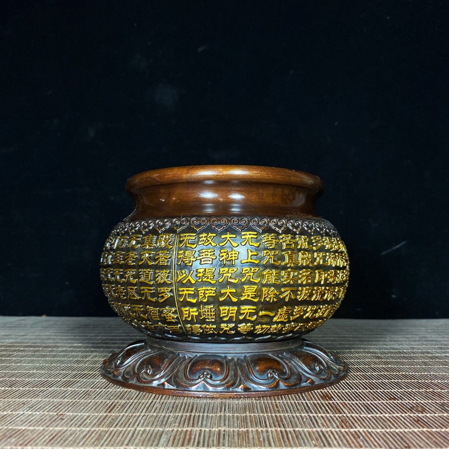 Pure copper Buddha Lotus Heart Sutra Incense Burner