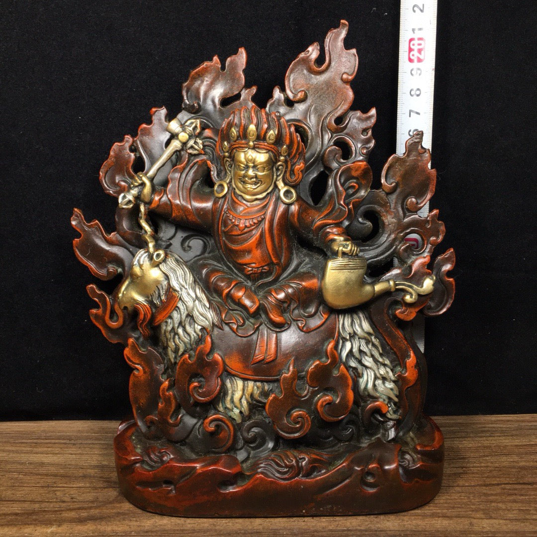Chinese Antique Pure Copper Riding Sheep Protector Shangjian Protector
