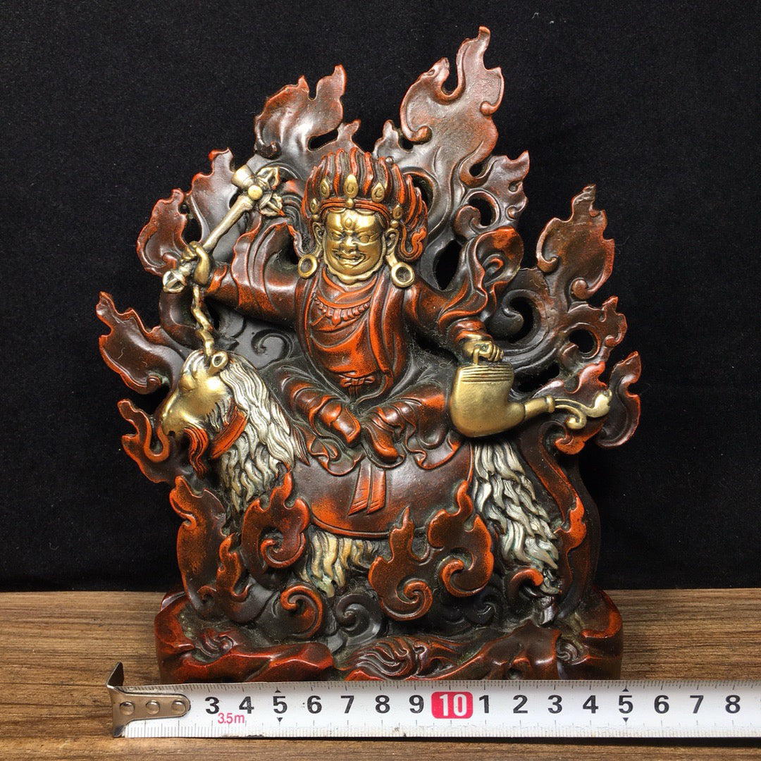 Chinese Antique Pure Copper Riding Sheep Protector Shangjian Protector