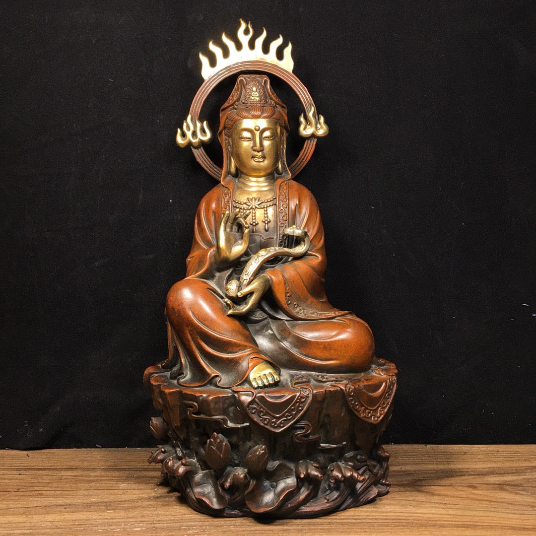 Chinese antique pure copper Ruyi Guanyin