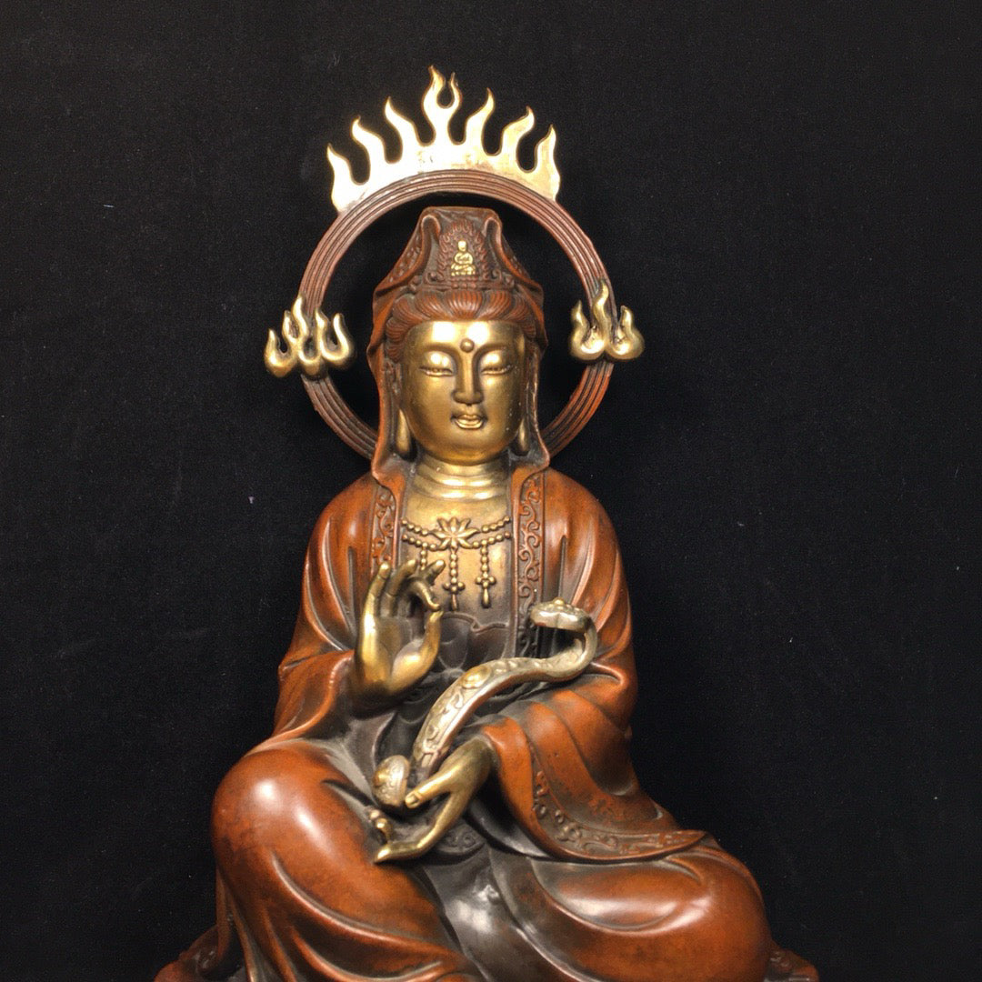 Chinese antique pure copper Ruyi Guanyin