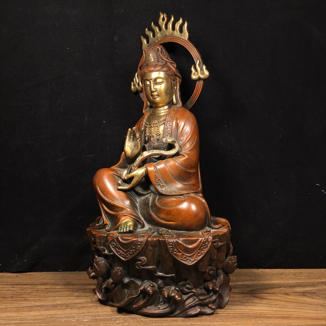 Chinese antique pure copper Ruyi Guanyin