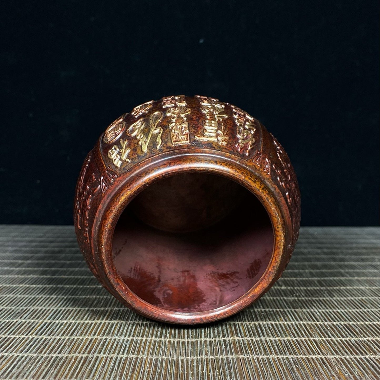 Purple copper gilded relief dragon and phoenix hundred blessings jar