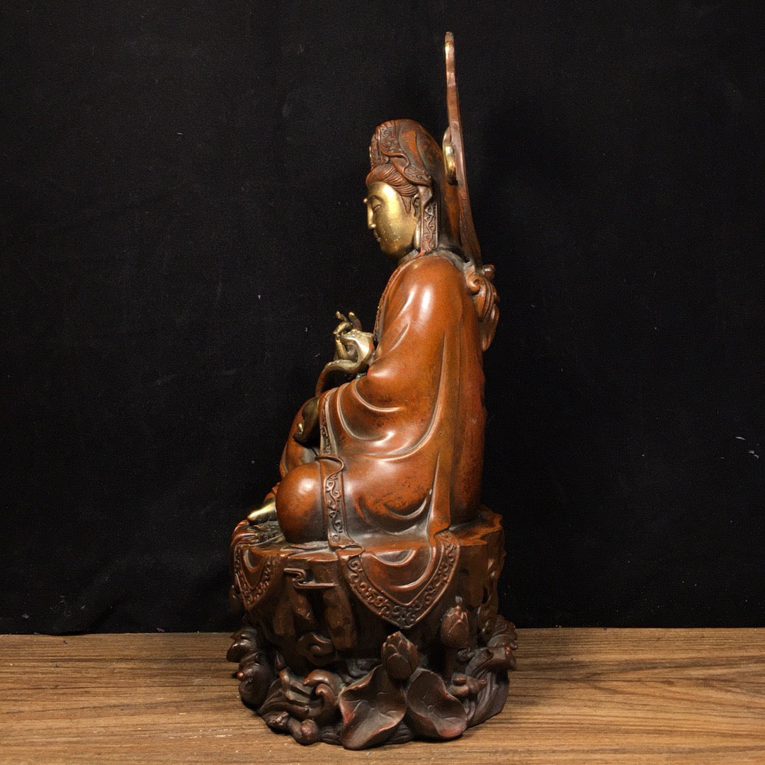 Chinese antique pure copper Ruyi Guanyin