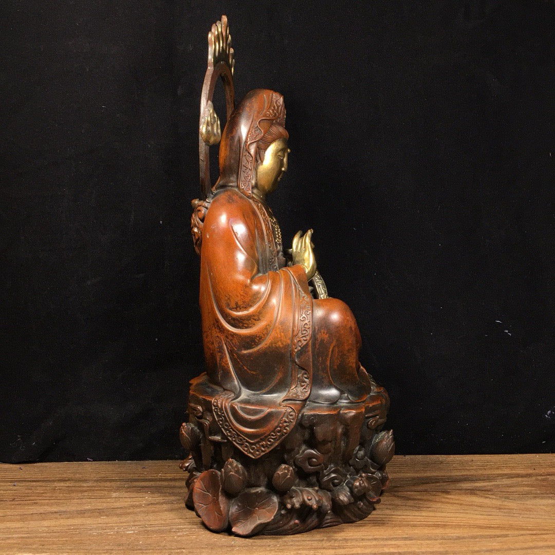 Chinese antique pure copper Ruyi Guanyin