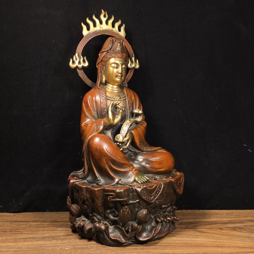 Chinese antique pure copper Ruyi Guanyin