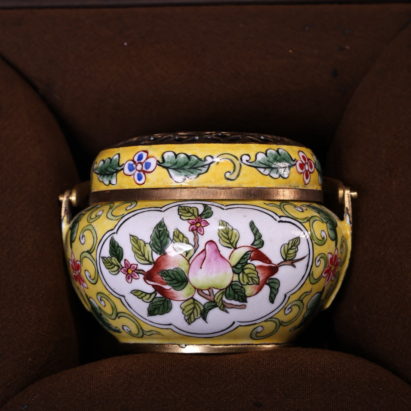 Chinese Antique Collection Pure Copper Body Pure Hand Painted Enamel Colored Handmade Stove