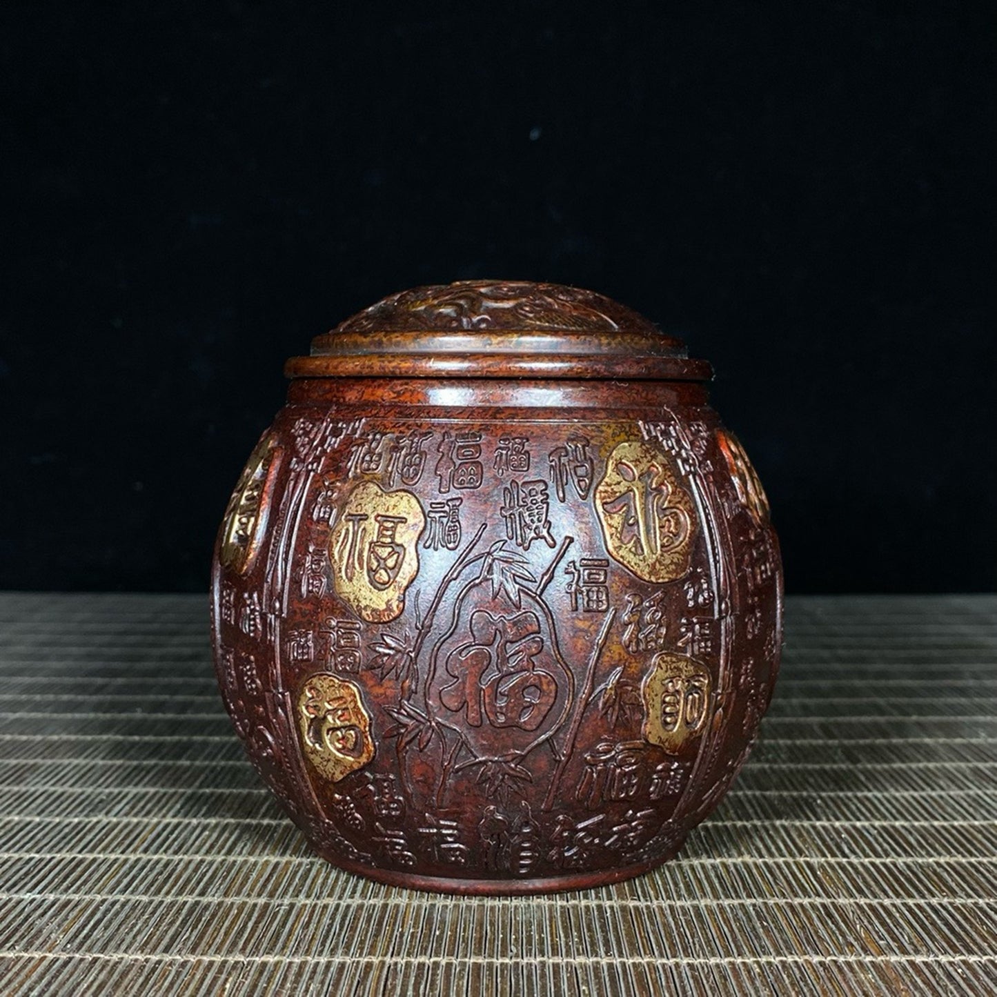 Purple Copper Gilded Gold Hundred Blessings Jar