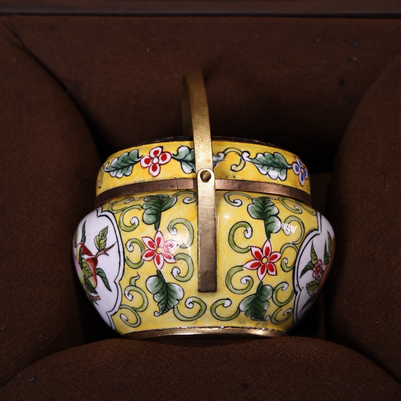 Chinese Antique Collection Pure Copper Body Pure Hand Painted Enamel Colored Handmade Stove