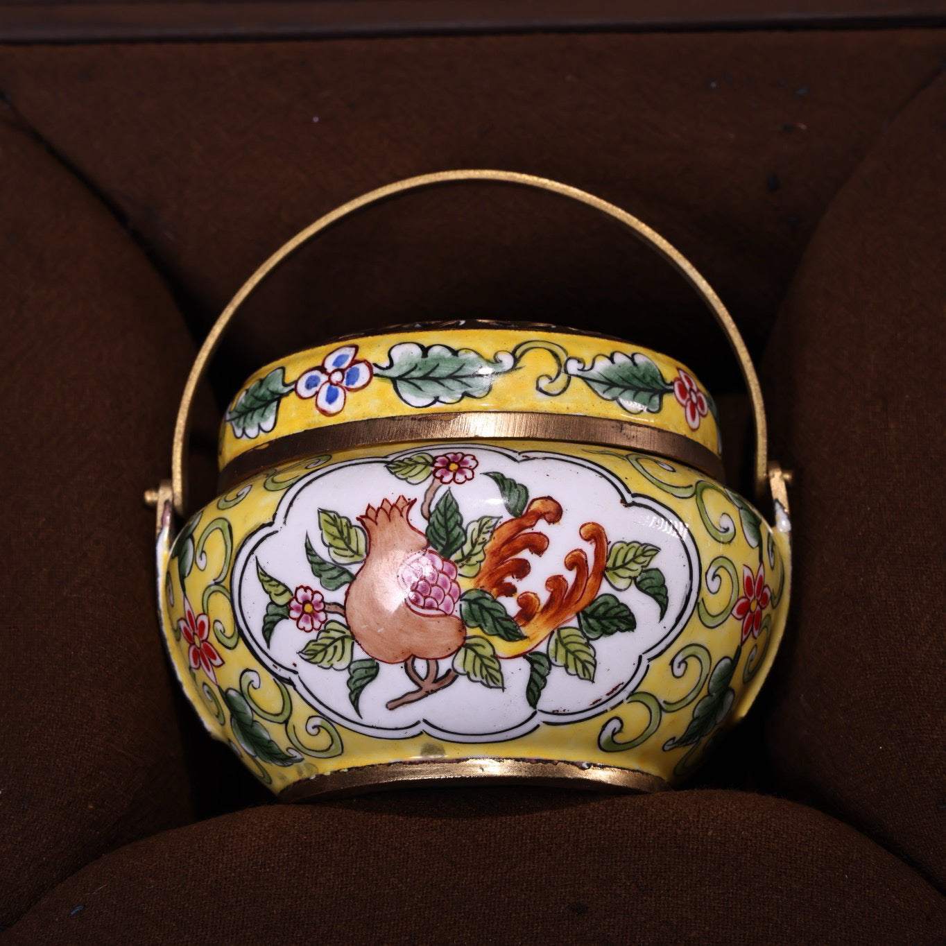Chinese Antique Collection Pure Copper Body Pure Hand Painted Enamel Colored Handmade Stove