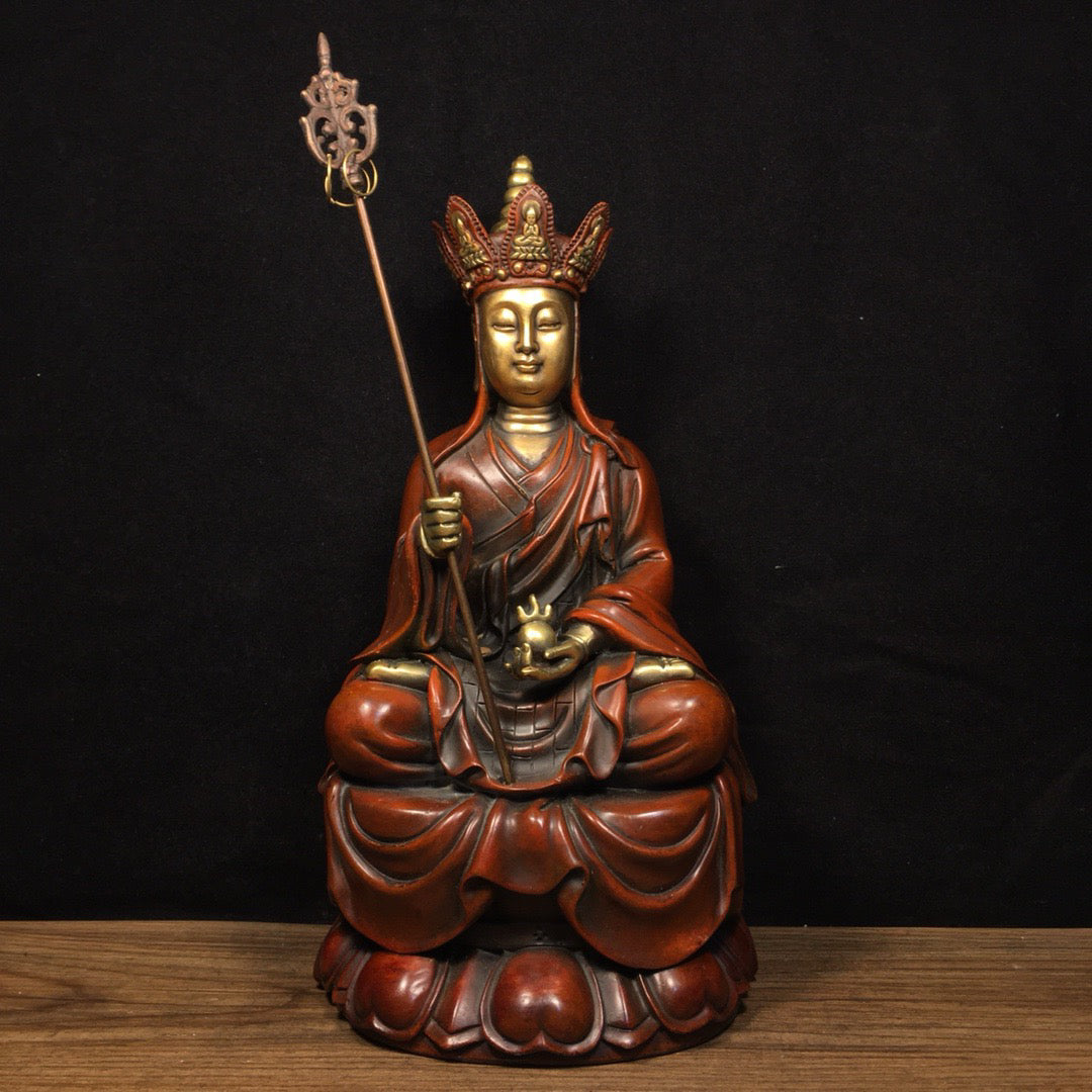 Chinese Antique Pure Copper Ksitigarbha Bodhisattva